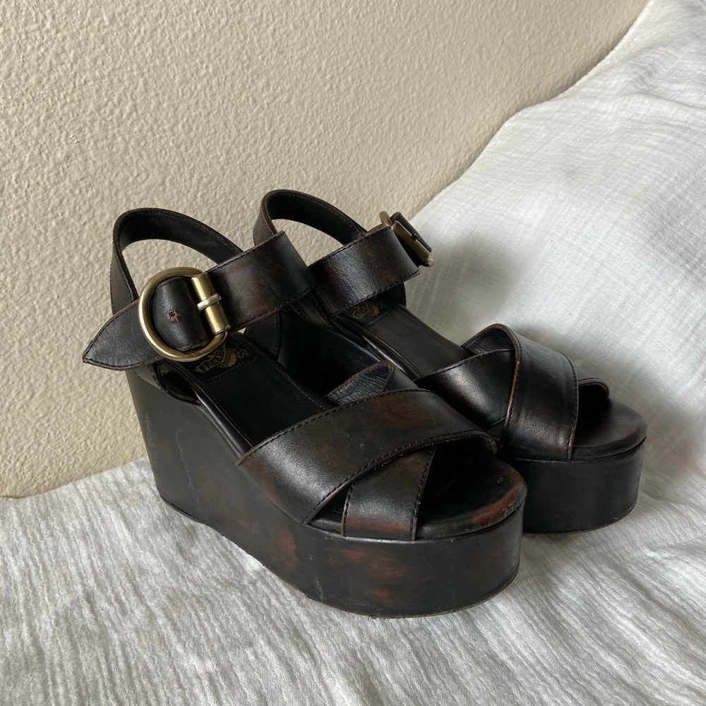 Freebird Kara Platform Leather Sandals Size 7
